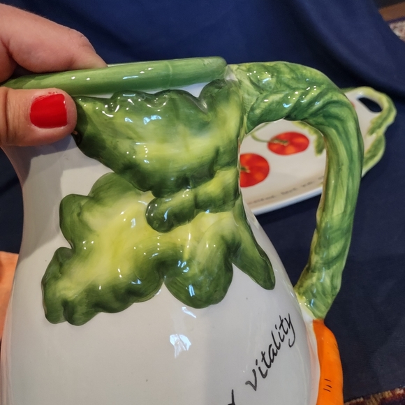 Certified International  Large 3D Vegetable Design Pitcher and tray - Picture 5 of 10